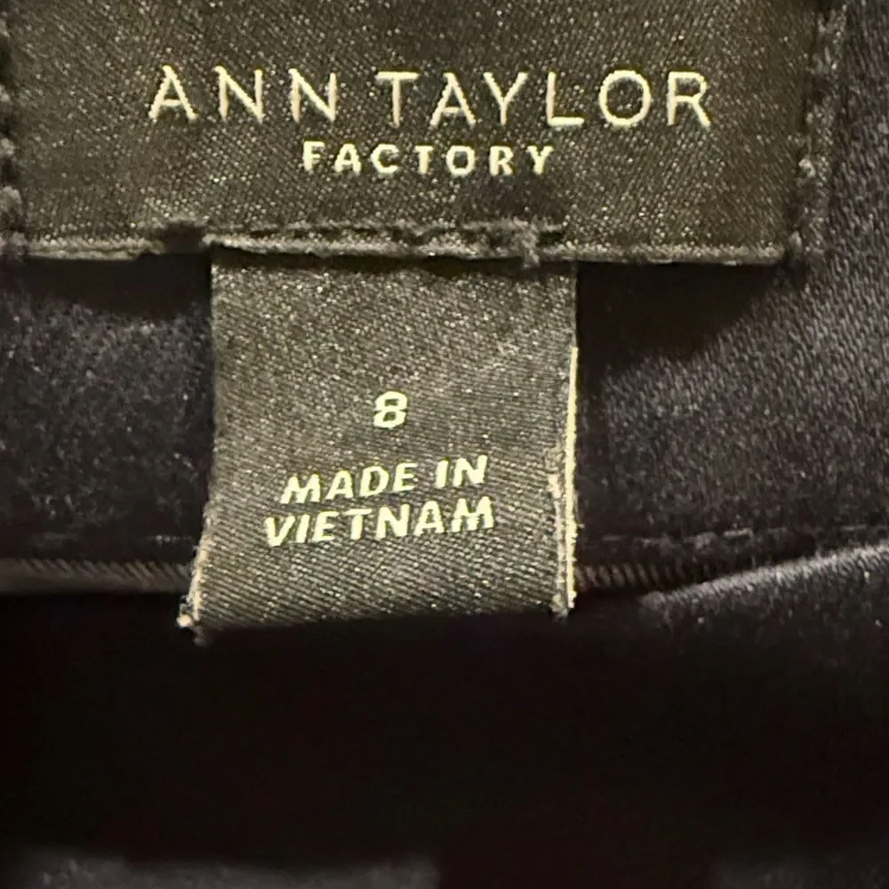 Ann Taylor Factory Blue Black Button Front Preppy Nautical Sailor Midi Skirt